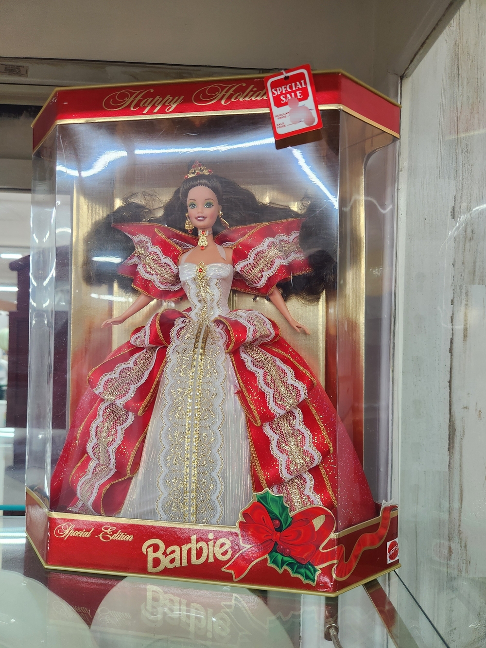 1997Barbie Holiday Doll in Red, White and Gold Gown